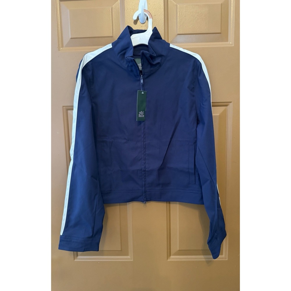 Wild Fable Women's Track Jacket Full Zip-Up Blue with White Stripes Size S NWT